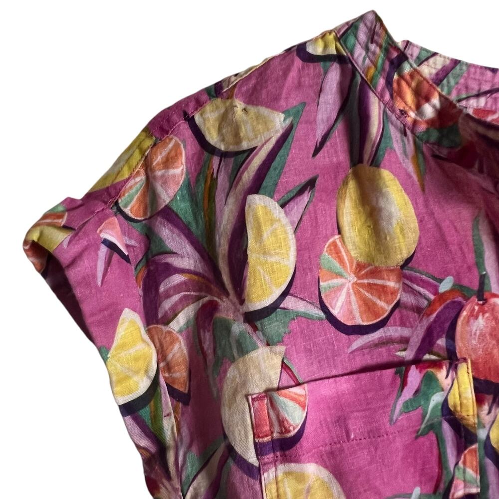 Scotch & Soda Pink Citrus Fruit Print Linen Tie Waist Romper Size M - Picture 9 of 16